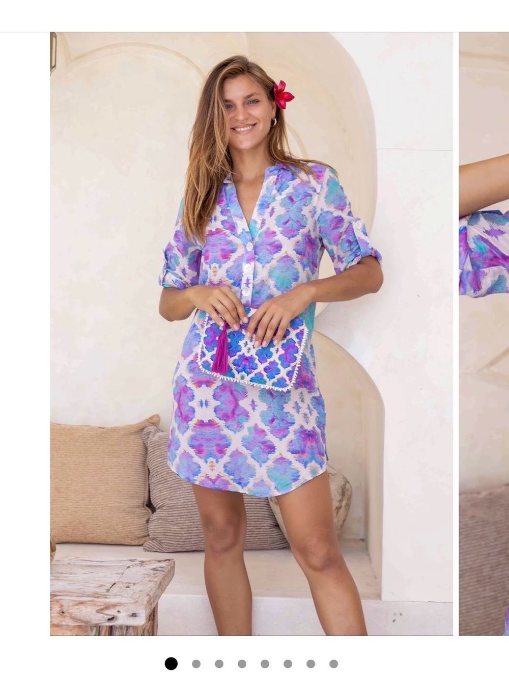 Sophia Alexia London Orchid Paradise Swim Cover-Up Dress, Purple/blue/pink
